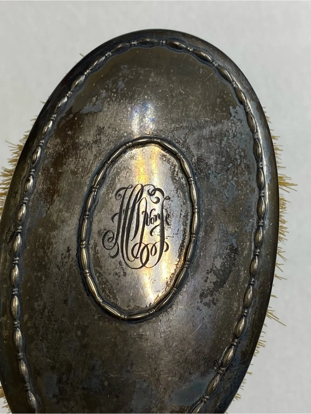 Antique TIFFANY & Co Sterling Silver Hair Brush 19th Century Monogram: HCF VON